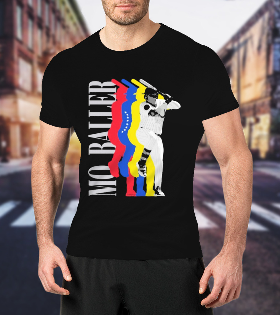 Mo Baller Venezuela Flag Baseball Batting Pose T-Shirt