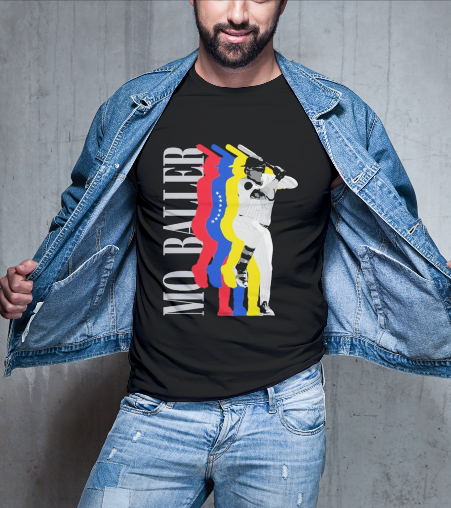 Mo Baller Venezuela Flag Baseball Batting Pose T-Shirt