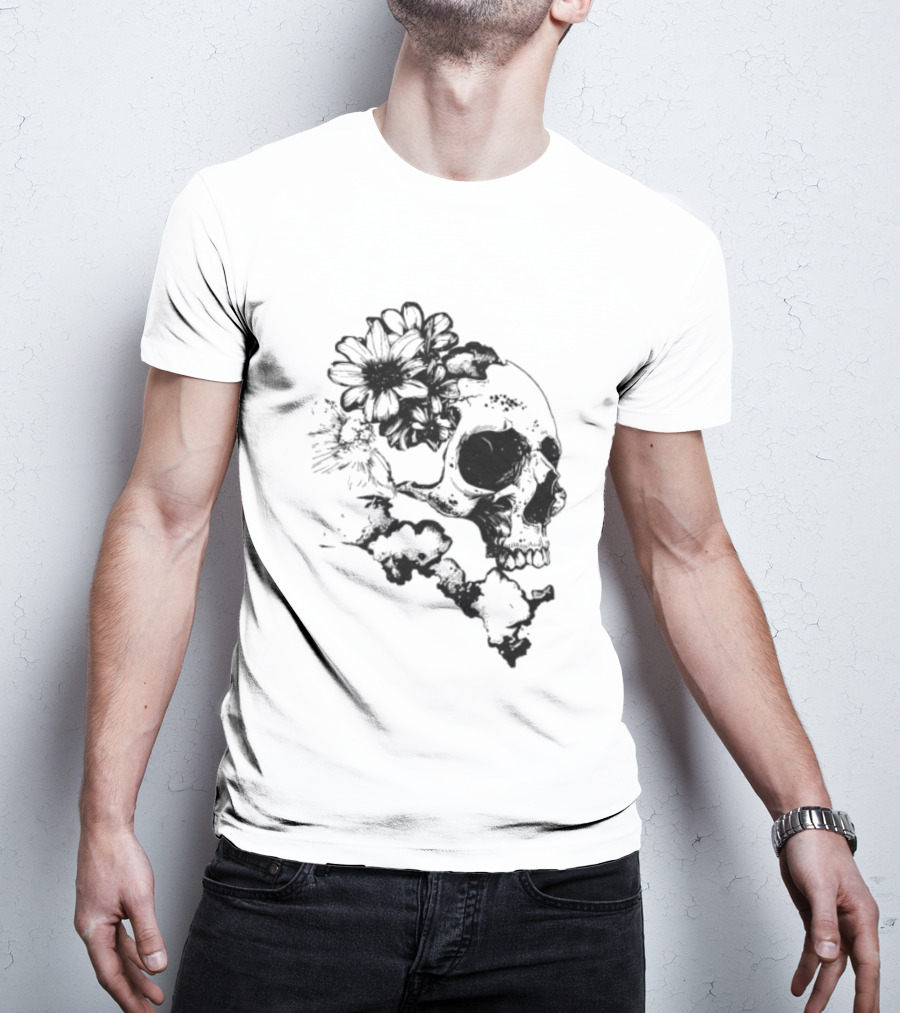 Emery Blooming Skull Watermelon Floral Aesthetic T-Shirt