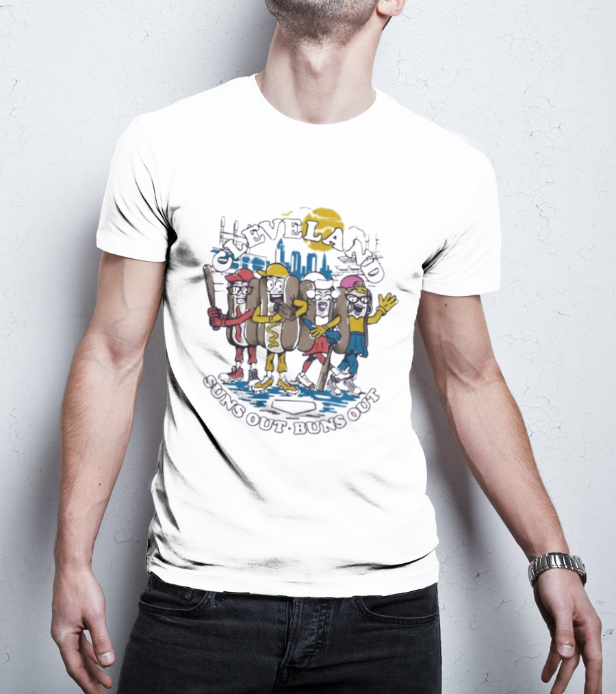 Cleveland Suns Out Buns Out Hotdog Race Cityscape T-Shirt