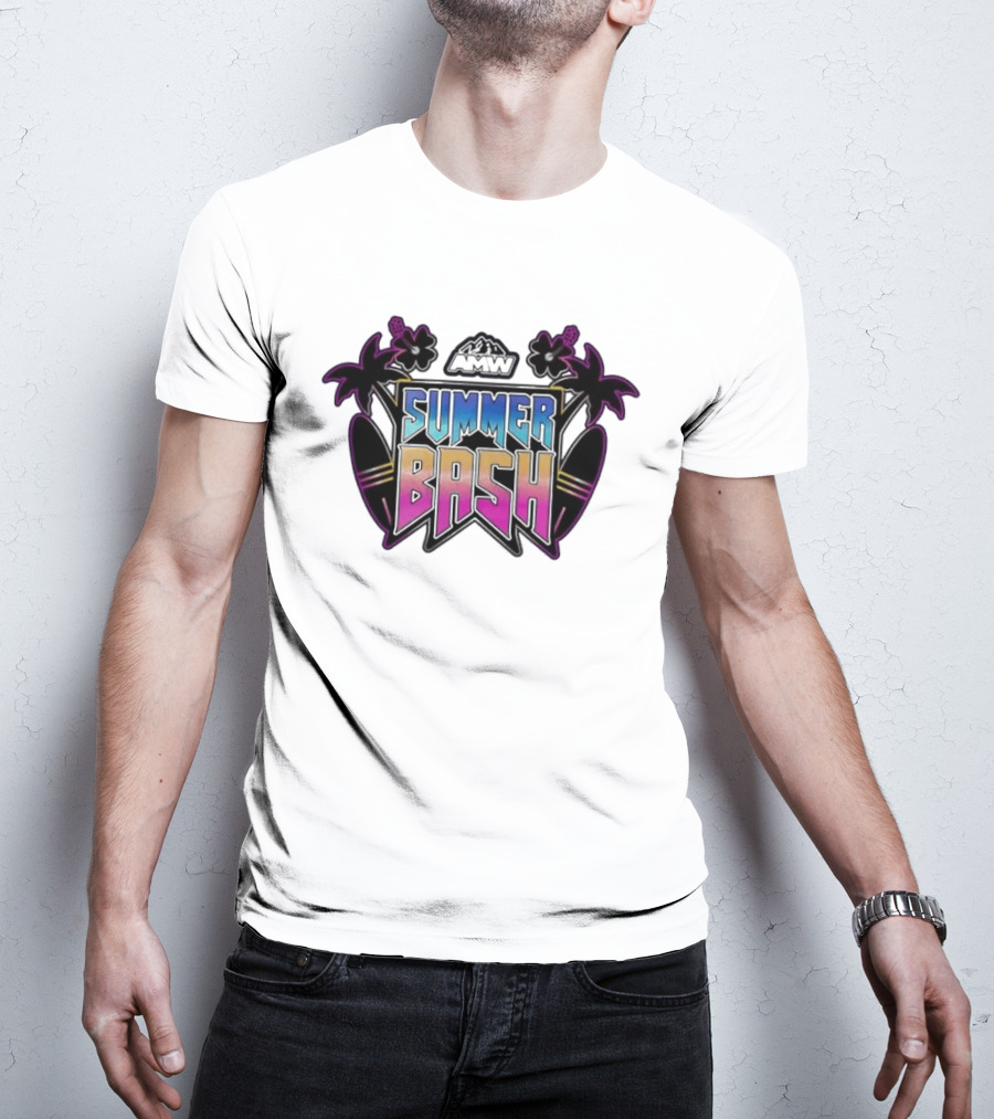 AMW Summer Bash Tropical Vibes With Palm Trees And Surfboards T-Shirt