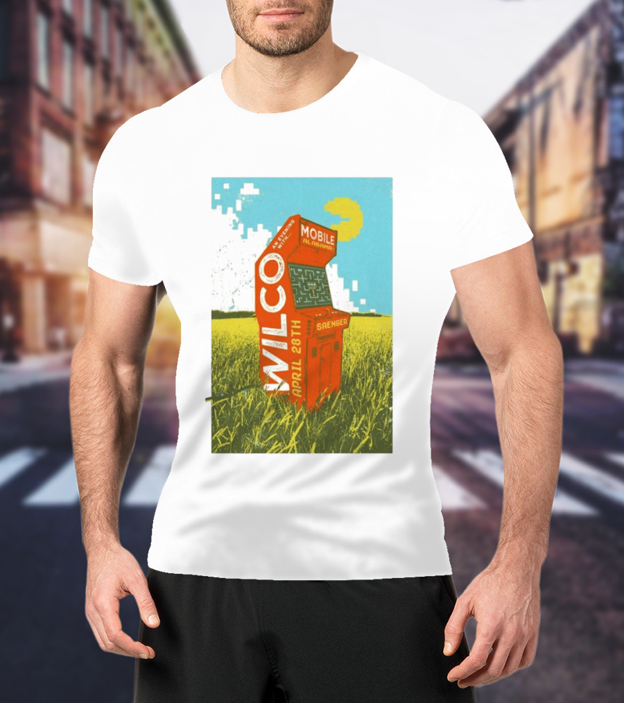 Wilco Saenger Mobile Alabama April 28th Arcade Retro Concert T-Shirt