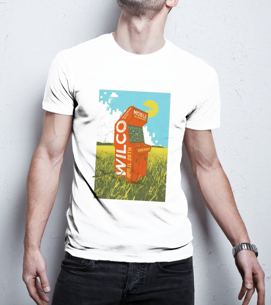Wilco Saenger Mobile Alabama April 28th Arcade Retro Concert T-Shirt