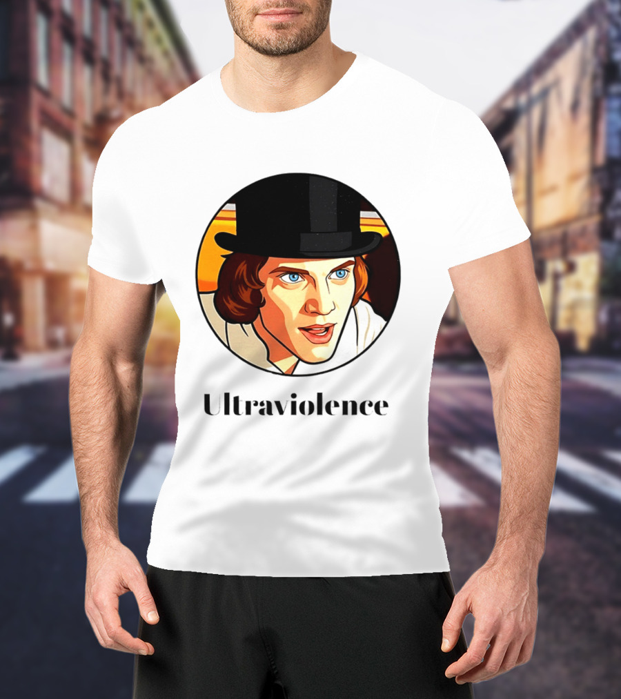 Alex DeLarge Ultraviolence Portrait Work Orange T-Shirt