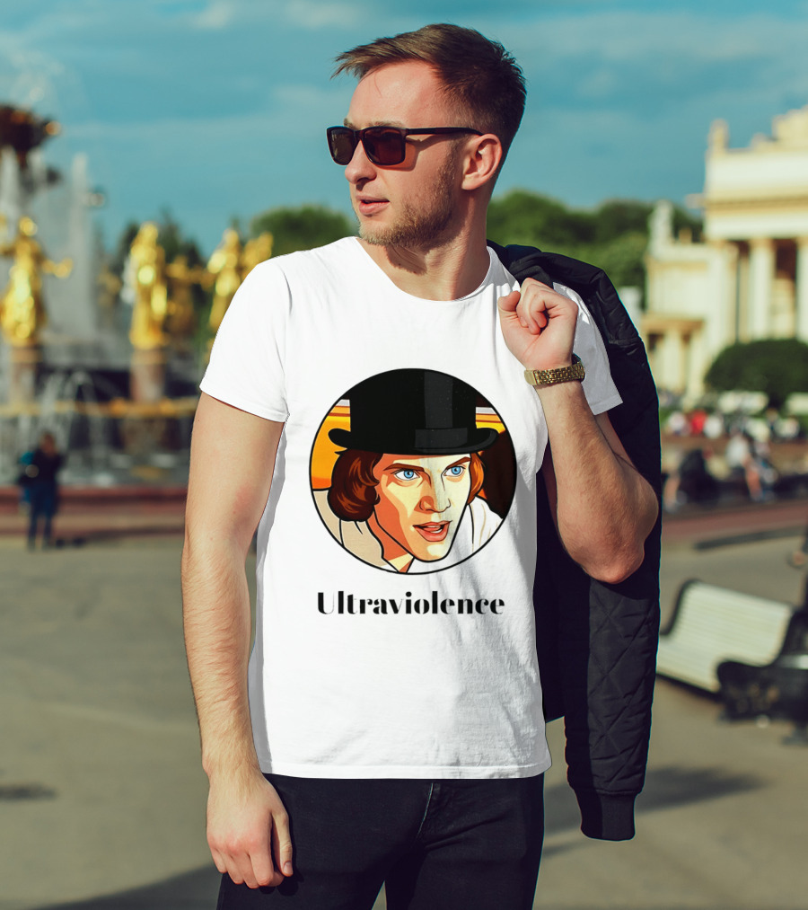 Alex DeLarge Ultraviolence Portrait Work Orange T-Shirt