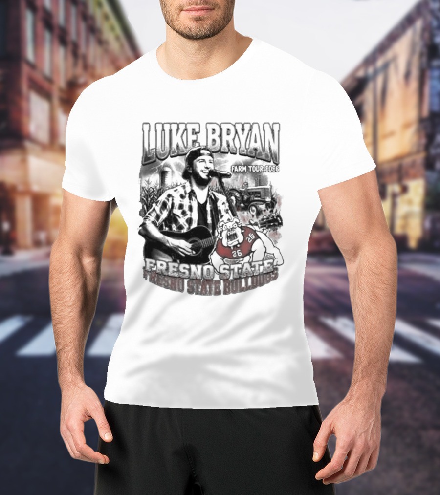 Luke Bryan Farm Tour 2026 Clovis California May 15 Fresno State Bulldogs NCAA T-Shirt