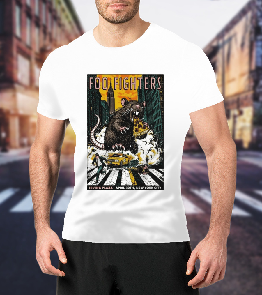 Foo Fighters NYC Irving Plaza April 30 2026 Giant Pizza Rat T-Shirt