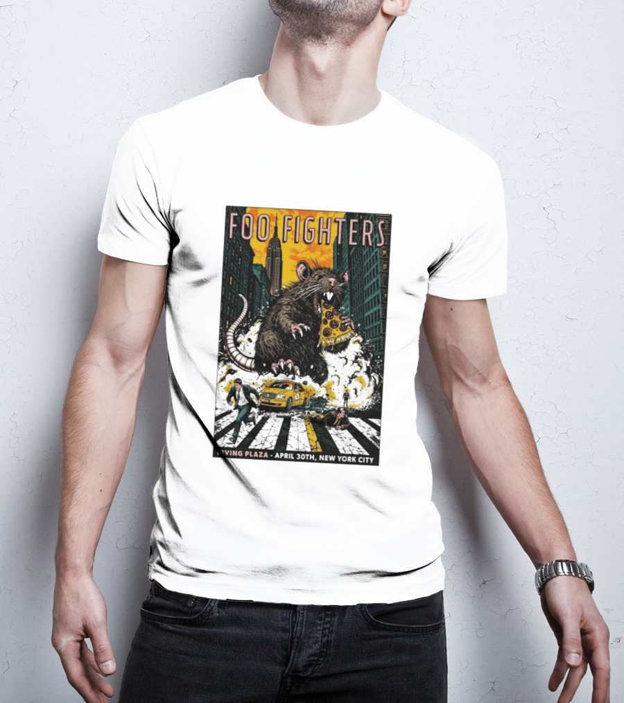 Foo Fighters NYC Irving Plaza April 30 2026 Giant Pizza Rat T-Shirt
