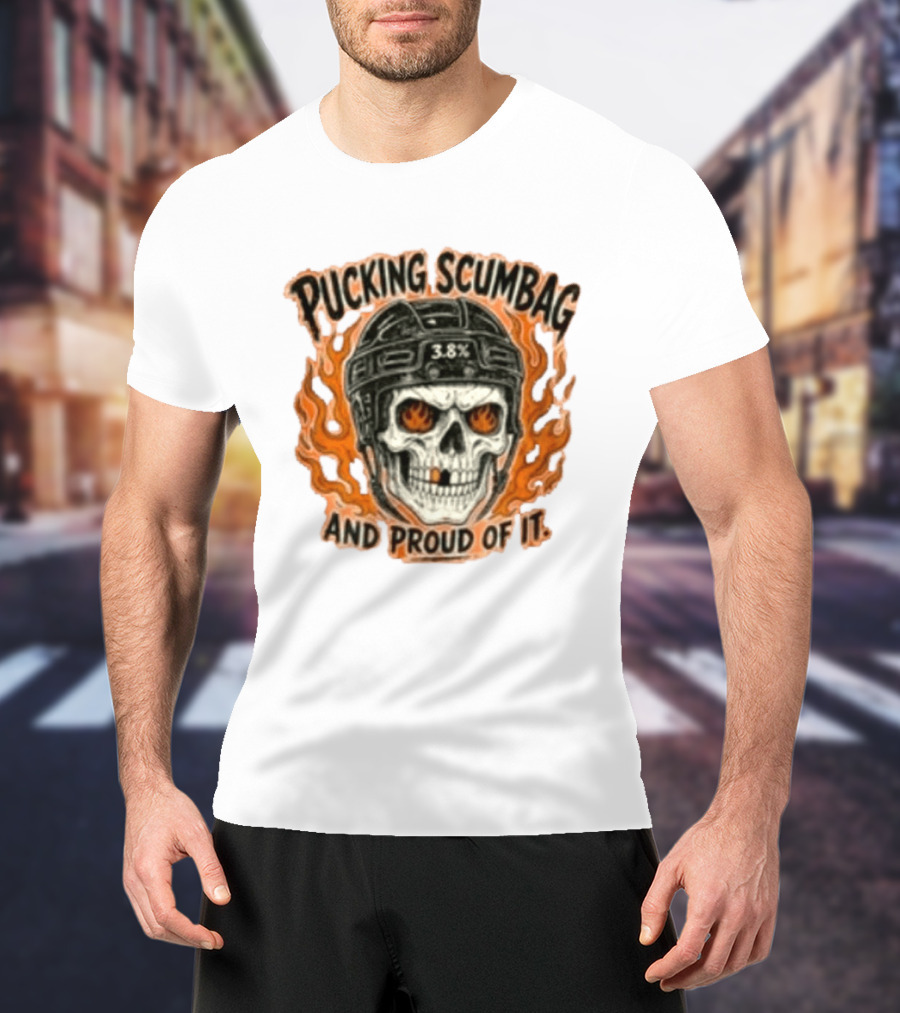 Pucking Scumbag Skull Helmet Flames Proud 38% T-Shirt