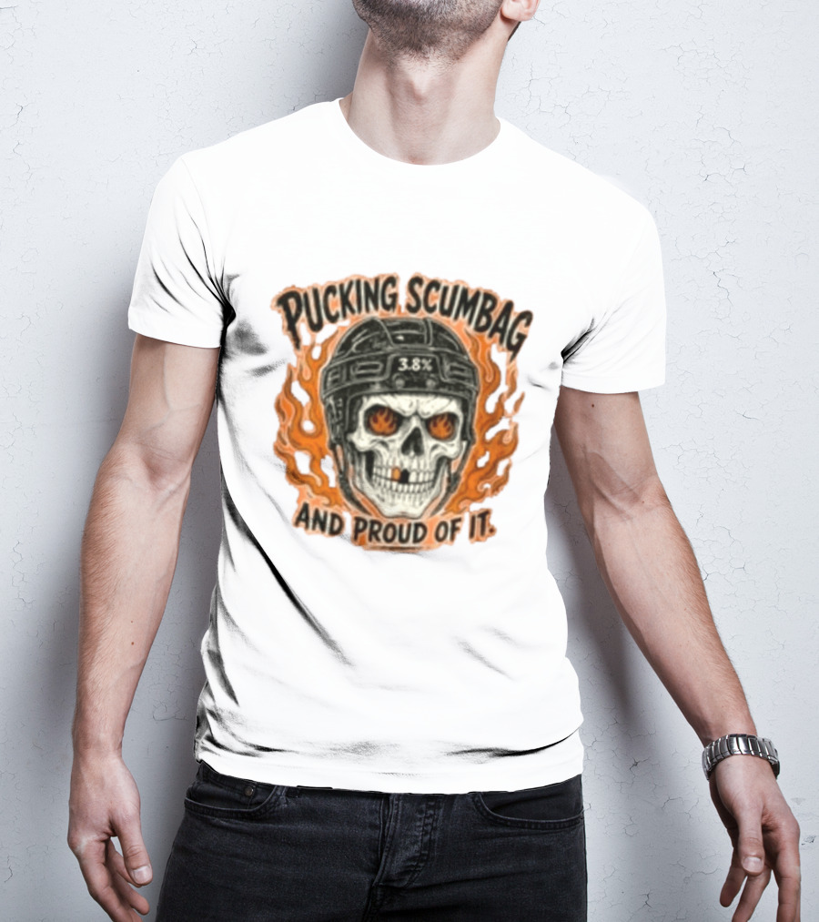 Pucking Scumbag Skull Helmet Flames Proud 38% T-Shirt
