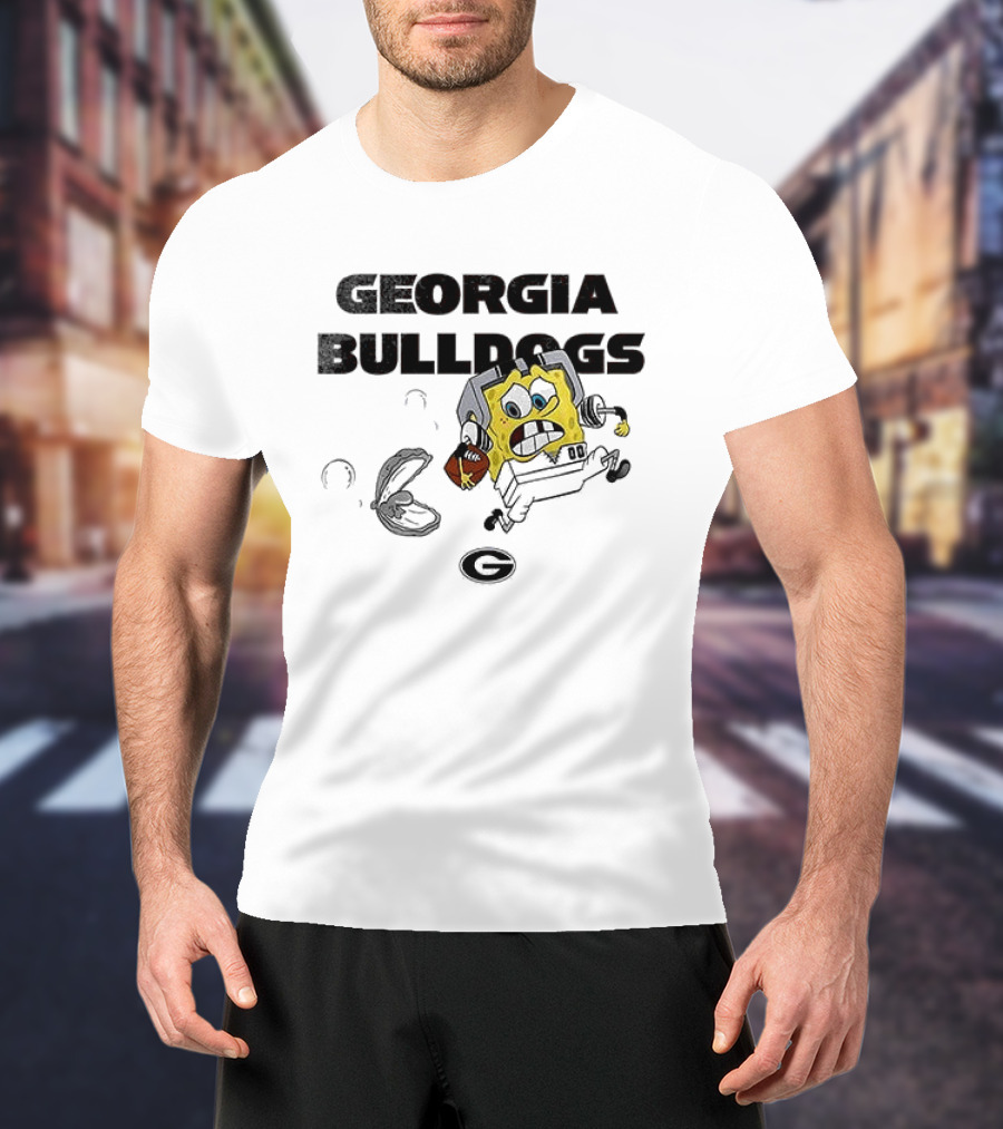 Georgia Bulldogs SquarePants Running October Baseball Fly The W T-Shirt