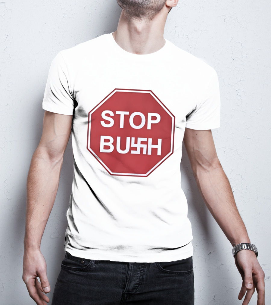 STOP BUSH Swastika Sign Octagon T-Shirt