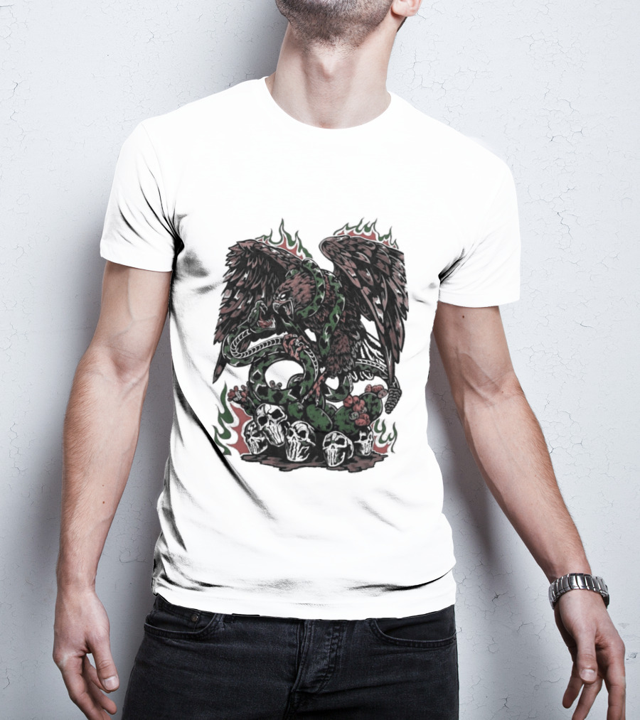 Warren Lotas Mexico Eagle Snake Cactus Flames T-Shirt