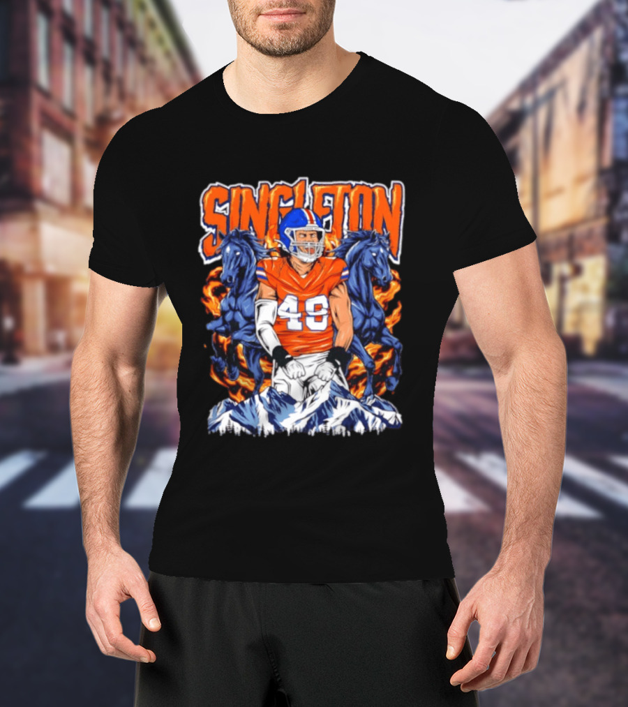 Alex Singleton Denver Broncos Dark Horse 48 Rocky Mountains T-Shirt