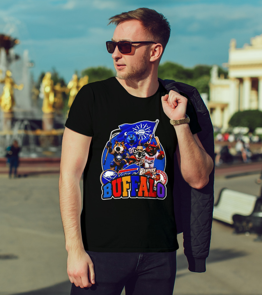 Buffalo Sabres Bills Bandits Bisons Mascot Squad T-Shirt