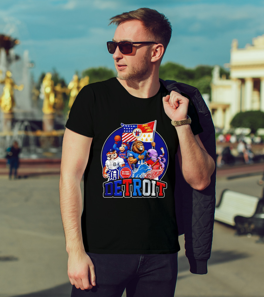 Detroit Pistons Tigers Lions Red Wings City Of Detroit Sports Mascots T-Shirt