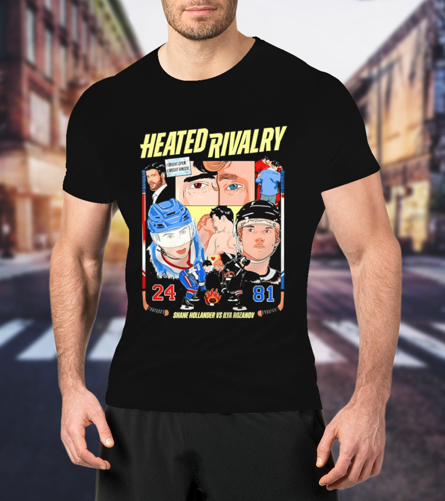Heated Rivalry Ilya Rozanov 81 Vs Shane Hollander 24 Hockey Battle T-Shirt