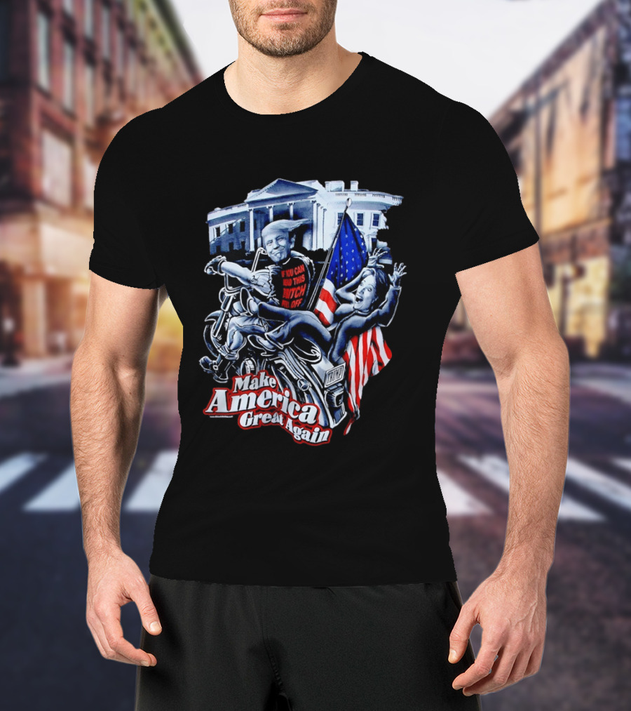Make America Great Again Trump Motorcycle White House Flag T-Shirt