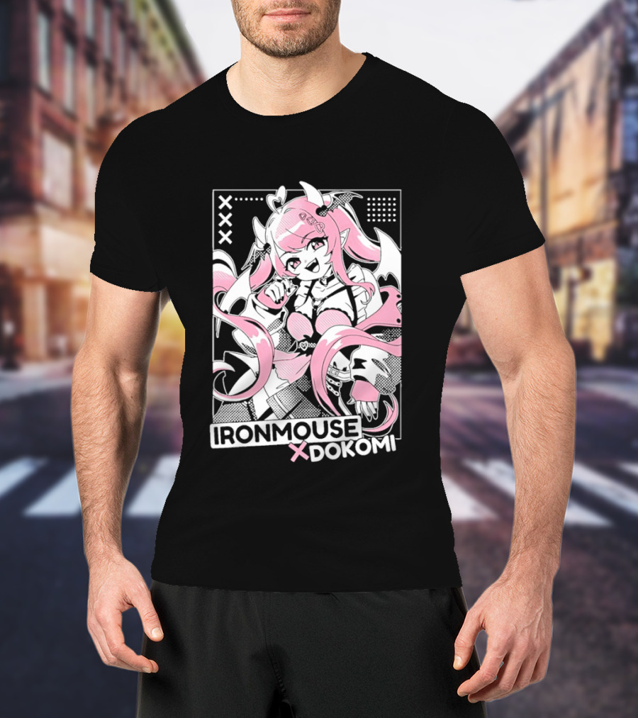 Ironmouse X Dokomi Exclusive Anime Pink Aesthetic T-Shirt