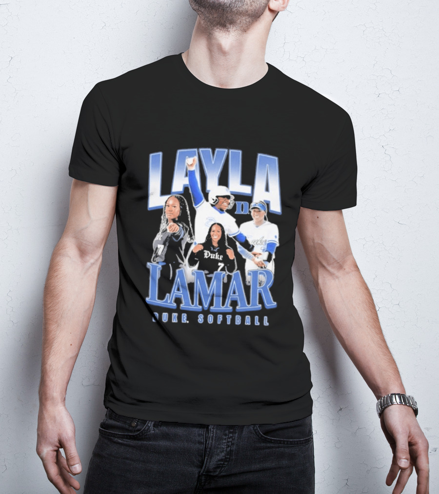 Layla Lamar Duke Blue Devils Softball 90s Baseball Team Celebration T-Shirt