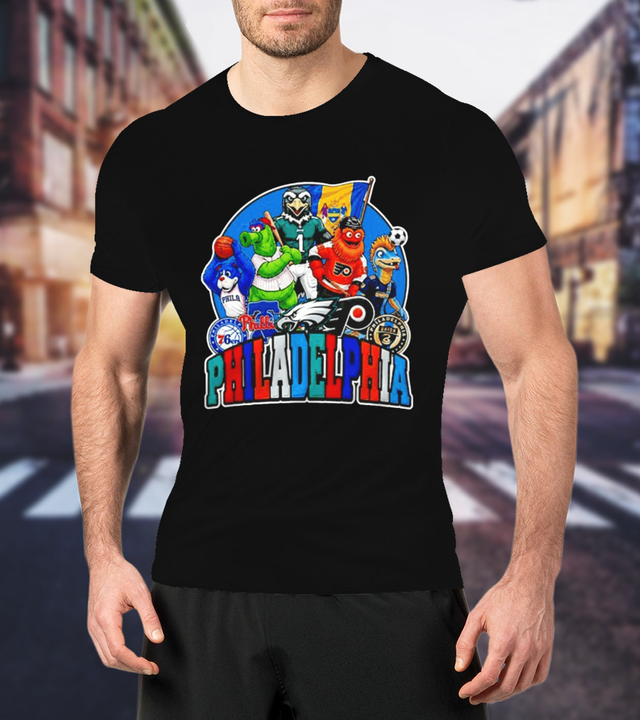 Philadelphia Philly Teams Mascot Eagles Flyers Phillies Sixers Union 76ers T-Shirt
