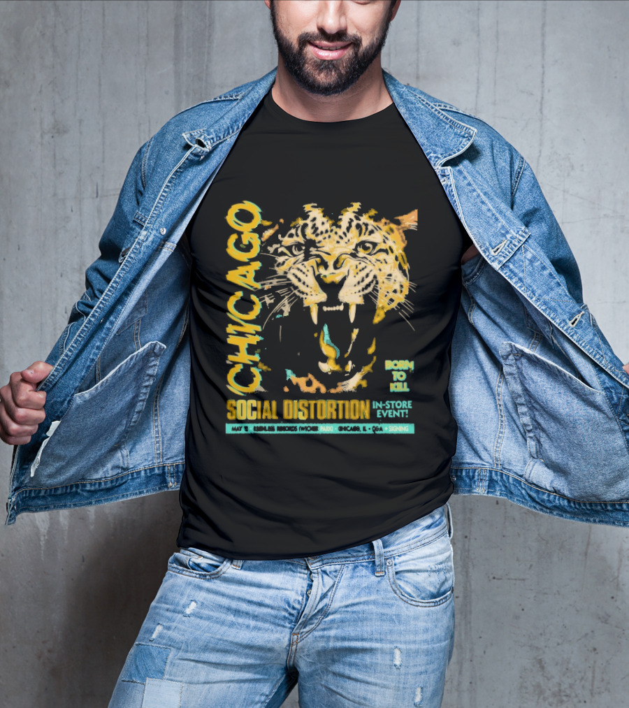 Social Distortion May 12 2025 Chicago IL Born To Kill Tiger T-Shirt