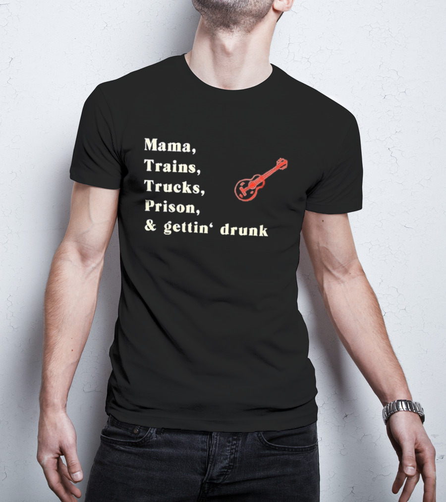 David Allan Coe Mama Trains Trucks Prison Getting Drunk Legend With Guitar T-Shirt