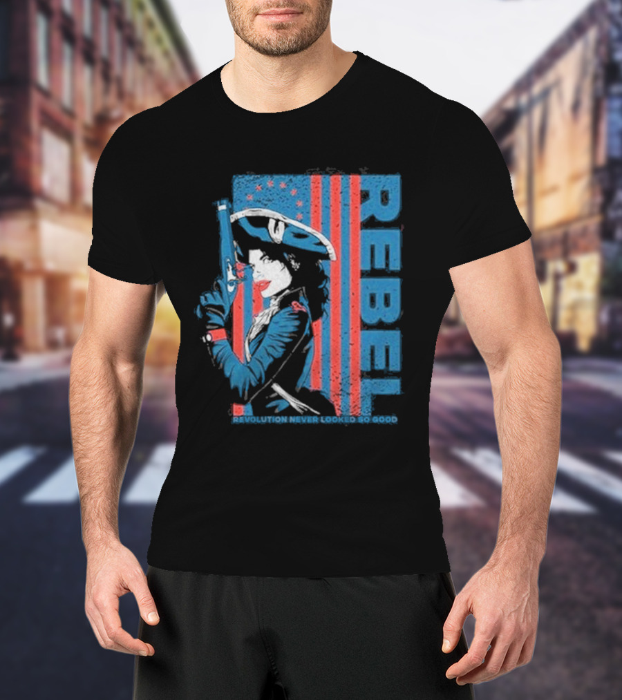 Women's Rebel Revolution Never Looked So Good Slim Fit 2026 American Flag Soldier T-Shirt