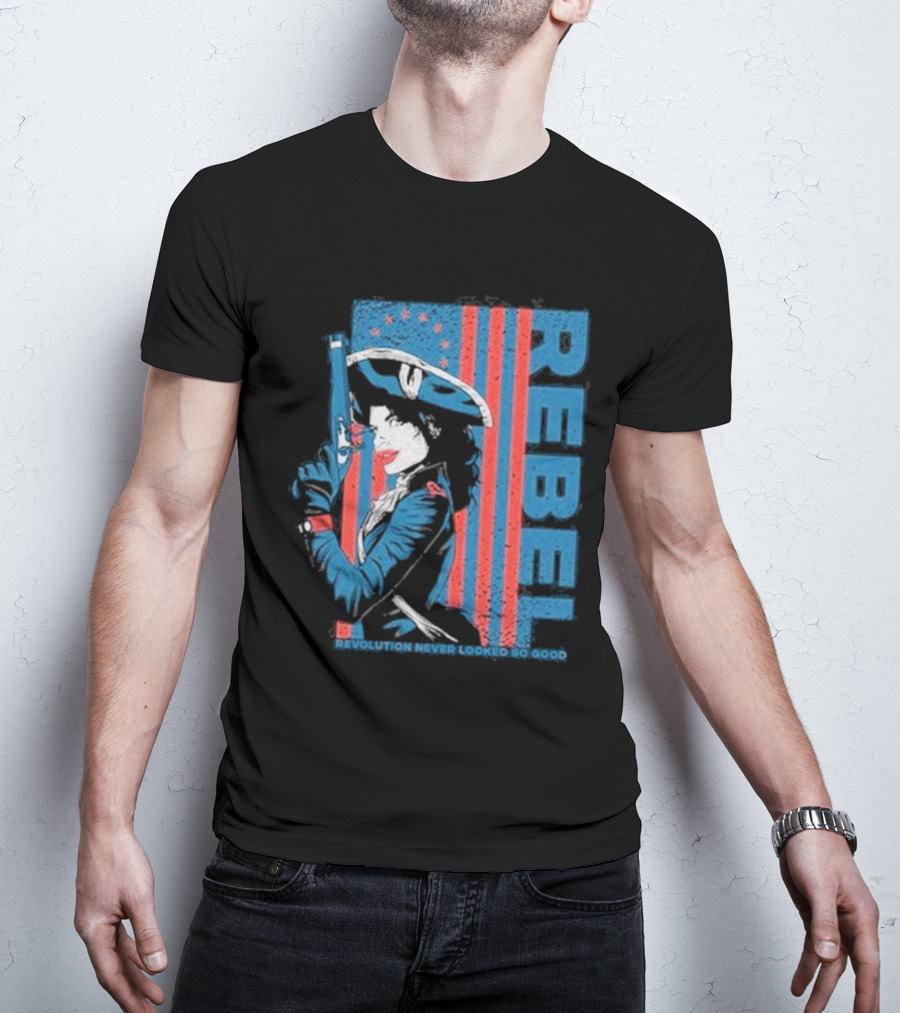 Women's Rebel Revolution Never Looked So Good Slim Fit 2026 American Flag Soldier T-Shirt