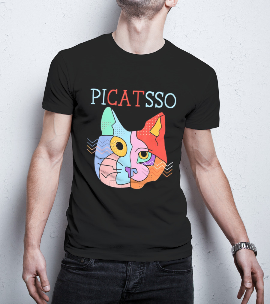 Picatsso Cat Colorful Cubist Style Artistry T-Shirt