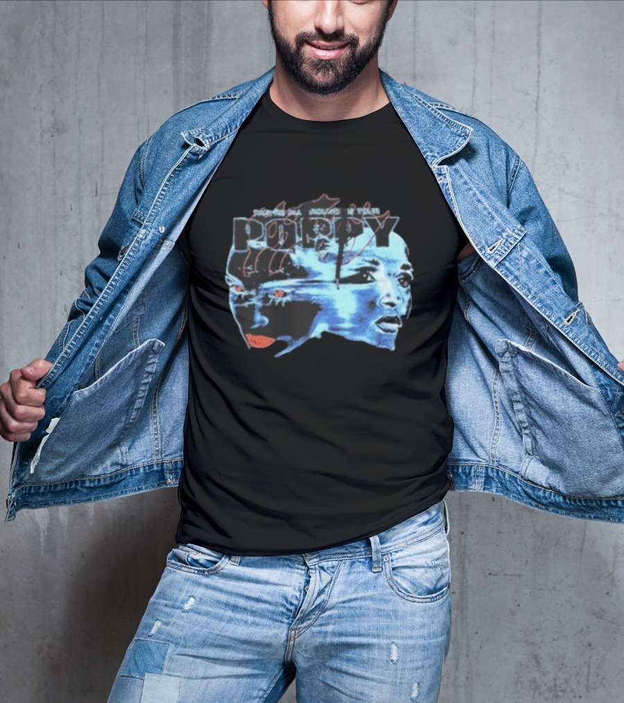 Poppy Split Poppy They're All Around Us Red Eyes Dual Faces Blue Tone T-Shirt