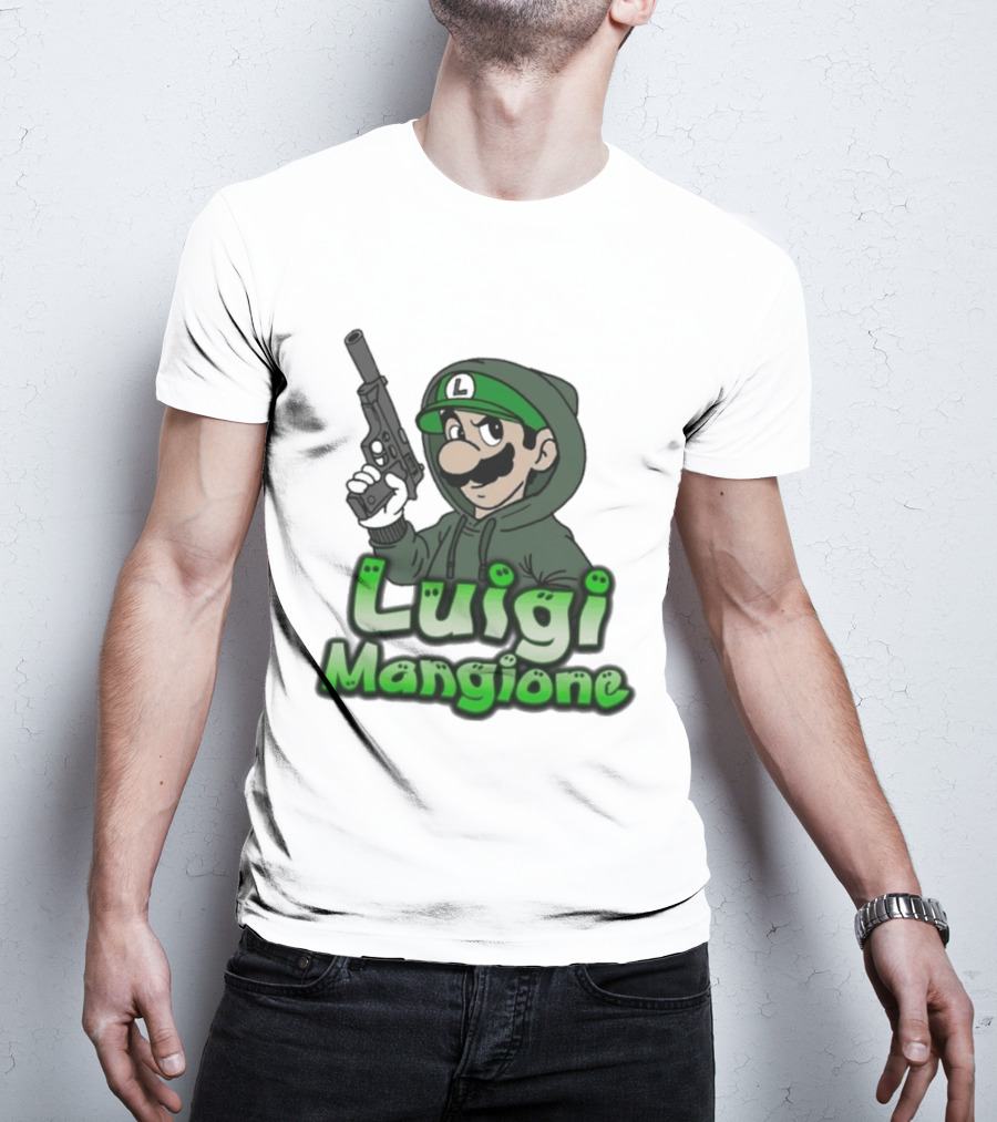 Luigi Mangione Super Mario Gun T-Shirt