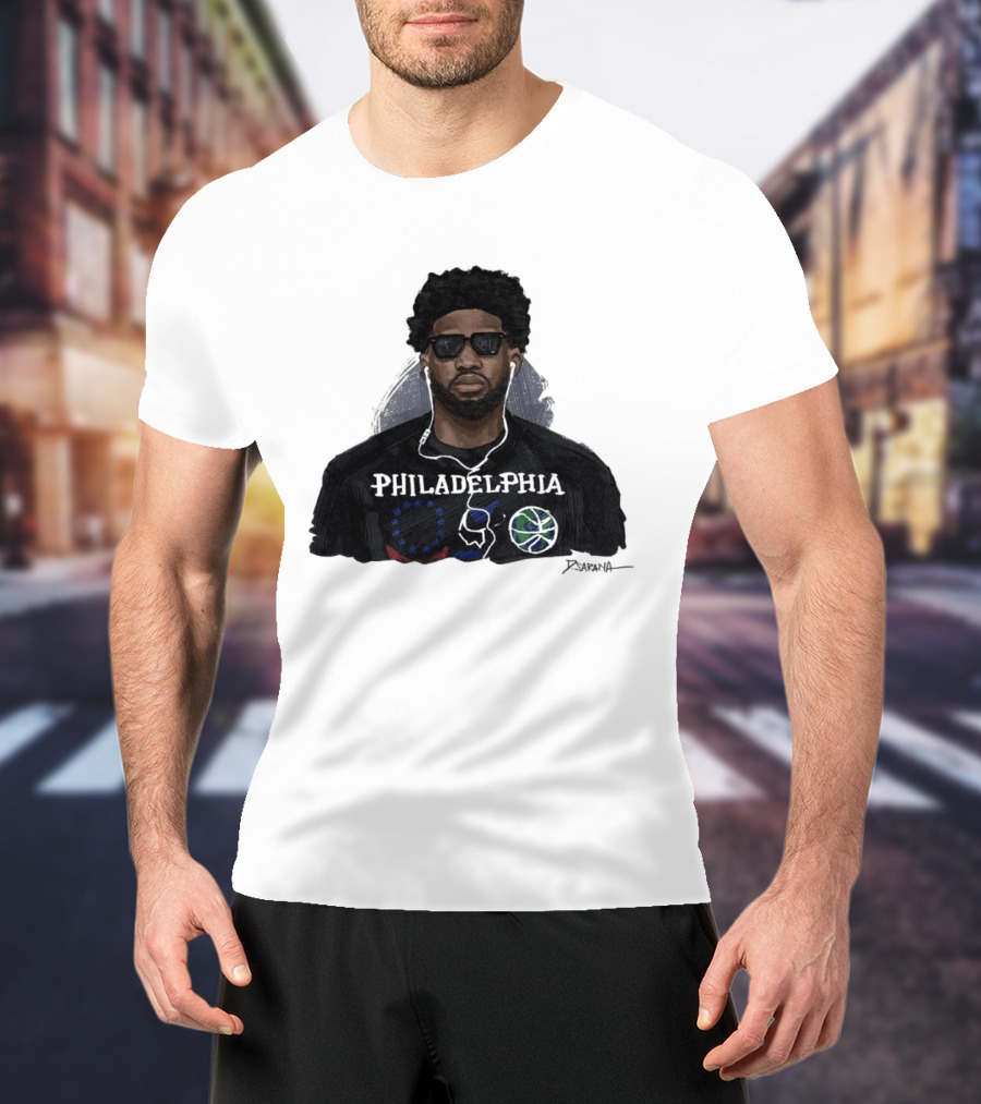 Philadelphia Basketball Sixers Joel Embiid Artwork By D. Sarana T-Shirt