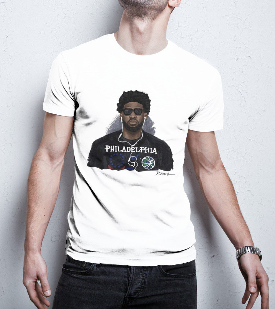 Philadelphia Basketball Sixers Joel Embiid Artwork By D. Sarana T-Shirt