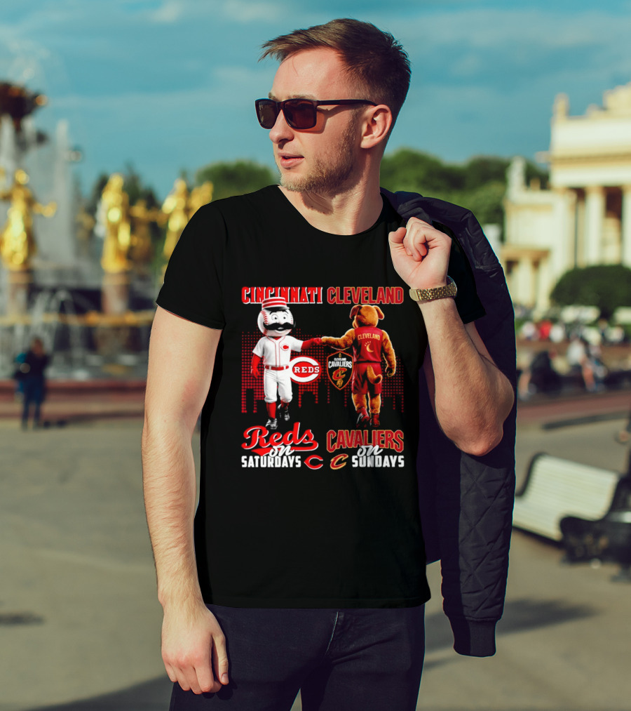 Cincinnati Reds Saturdays Vs Cleveland Cavaliers Sundays Skyline T-Shirt
