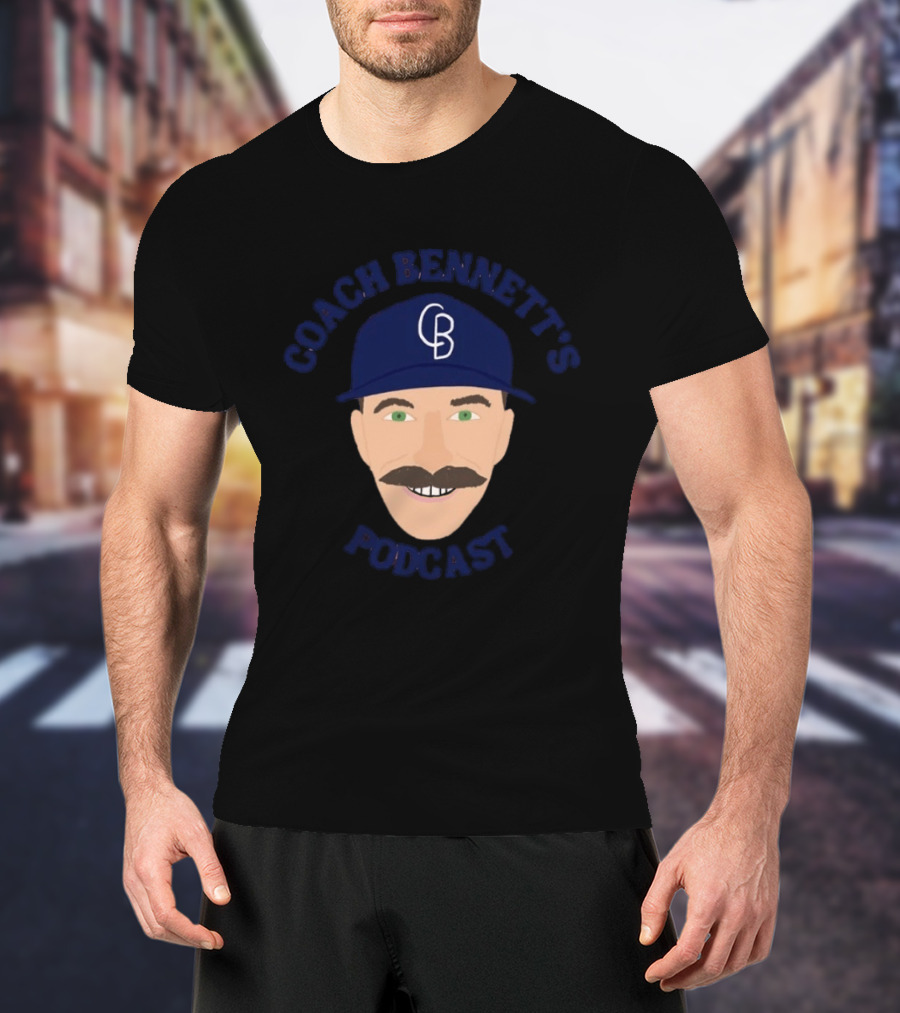 Coach Bennett's Podcast CB Hat Mustache Face T-Shirt