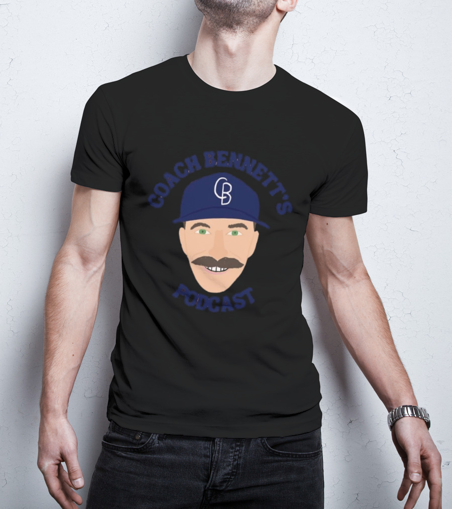 Coach Bennett's Podcast CB Hat Mustache Face T-Shirt