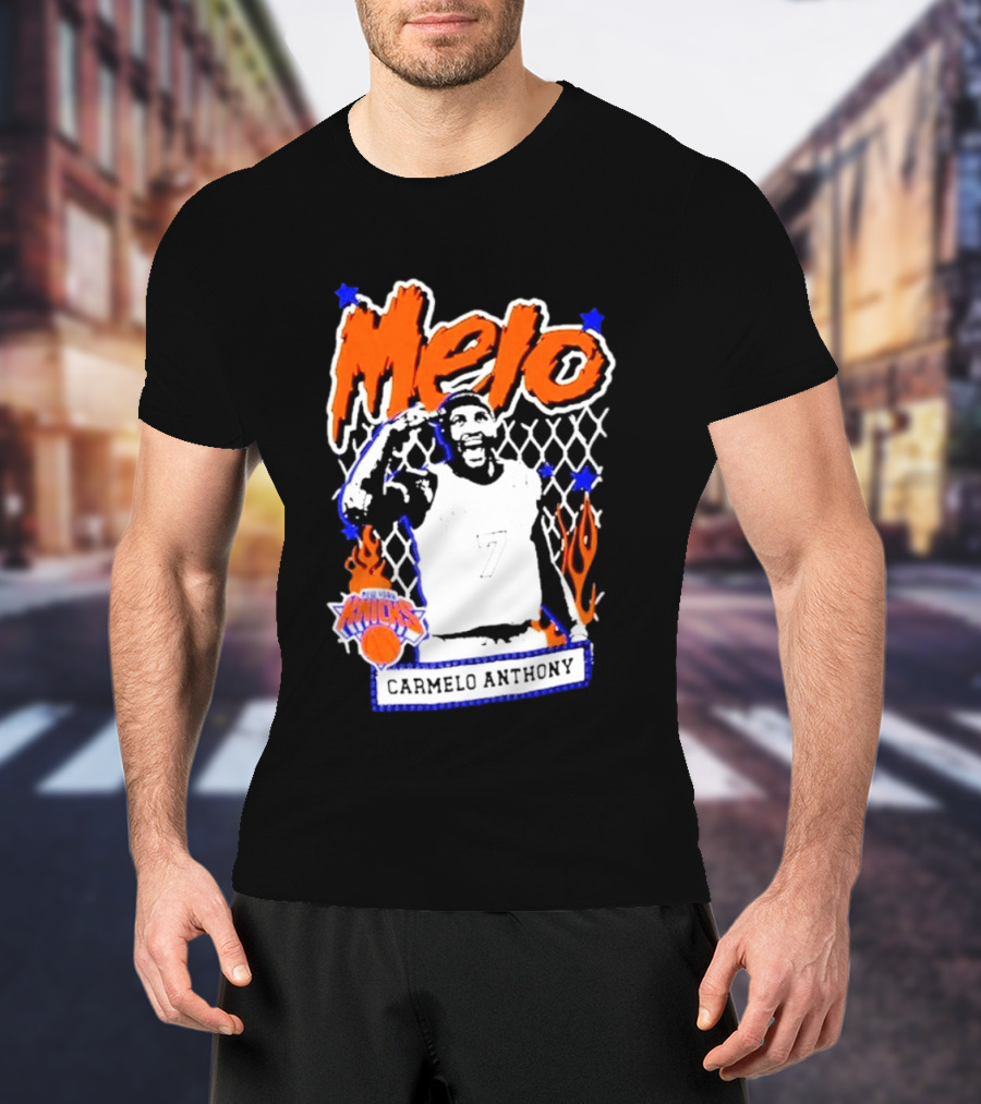 Melo Carmelo Anthony New York Knicks NBA Street Player Mitchell Ness T-Shirt