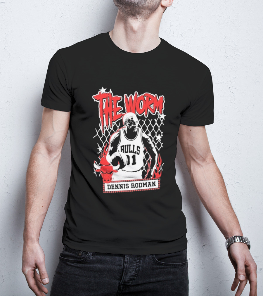 The Worm Dennis Rodman Bulls 91 Mitchell Ness NBA Street Player Chicago T-Shirt