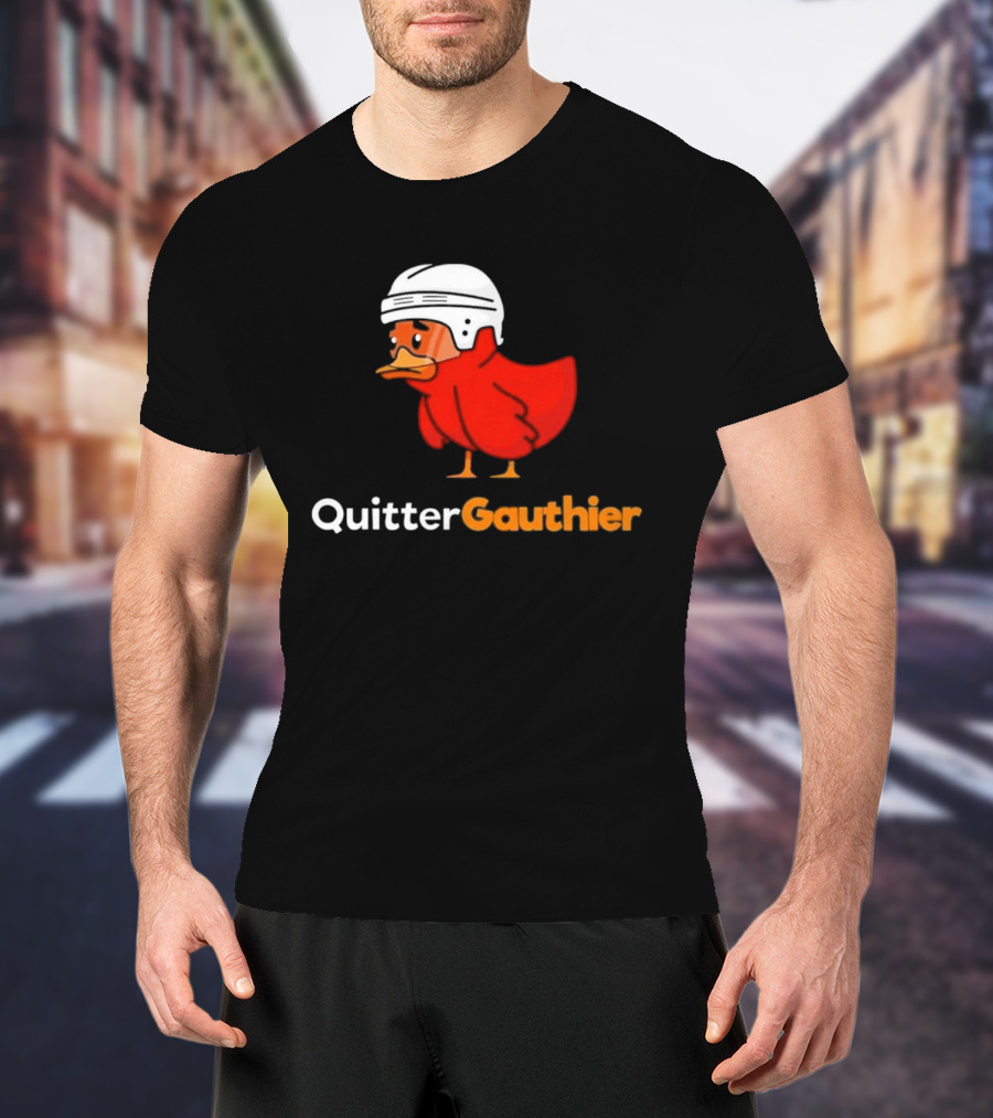 Philadelphia Flyers Quitter Gauthier 2026 NHL Hockey Controversial Helmeted Duck T-Shirt