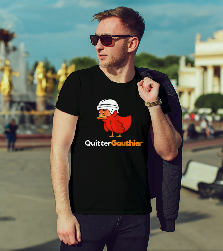 Philadelphia Flyers Quitter Gauthier 2026 NHL Hockey Controversial Helmeted Duck T-Shirt