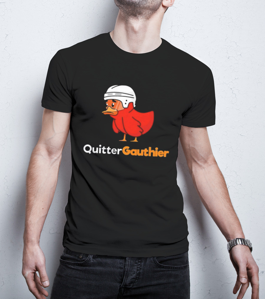 Philadelphia Flyers Quitter Gauthier 2026 NHL Hockey Controversial Helmeted Duck T-Shirt