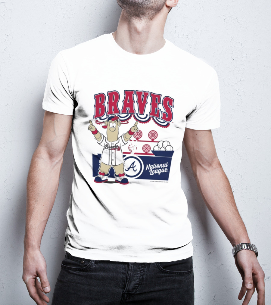 Atlanta Braves Mitchell & Ness Cream Step Back Up Cartoon Character National League T-Shirt