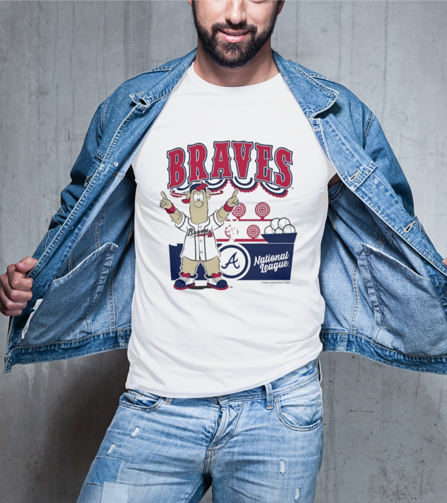 Atlanta Braves Mitchell & Ness Cream Step Back Up Cartoon Character National League T-Shirt