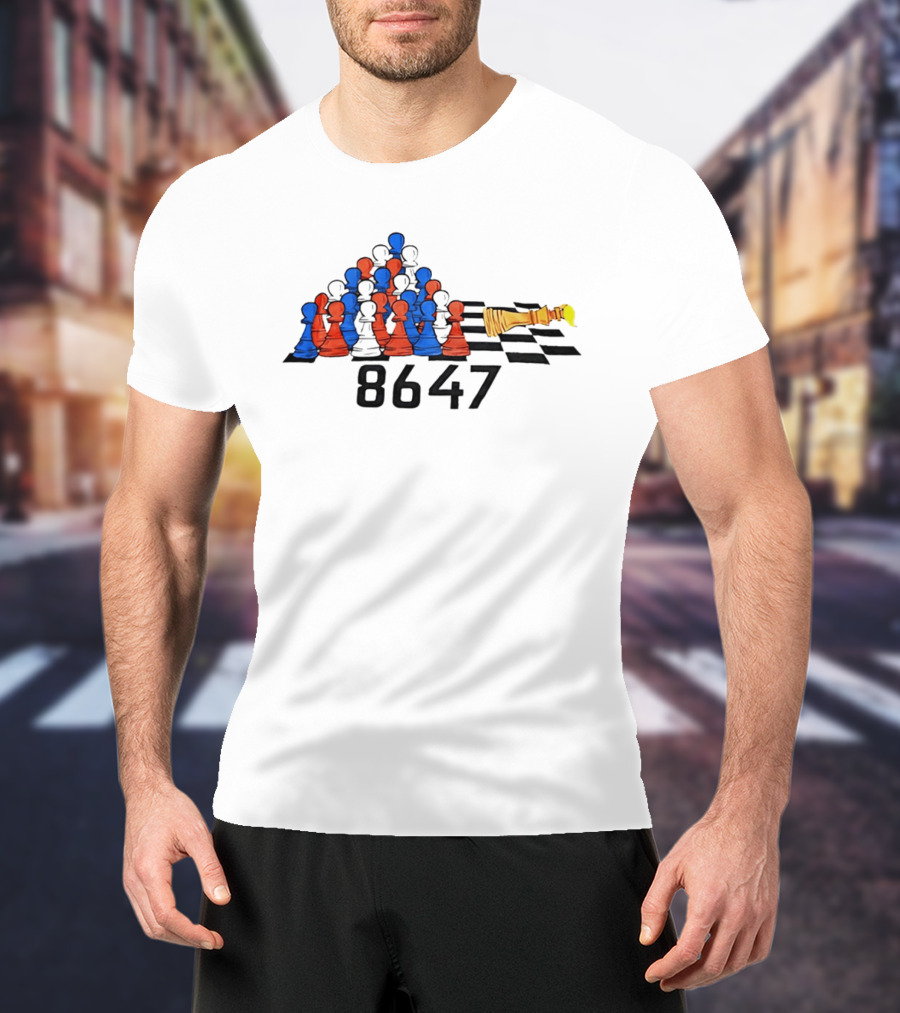 Chess 86 47 With Red And Blue Pawns On Checkered Board T-Shirt