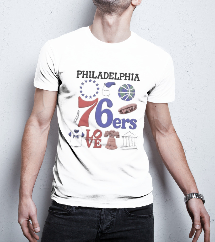 Philadelphia 76ers 76 Liberty Bell Love Basketball T-Shirt