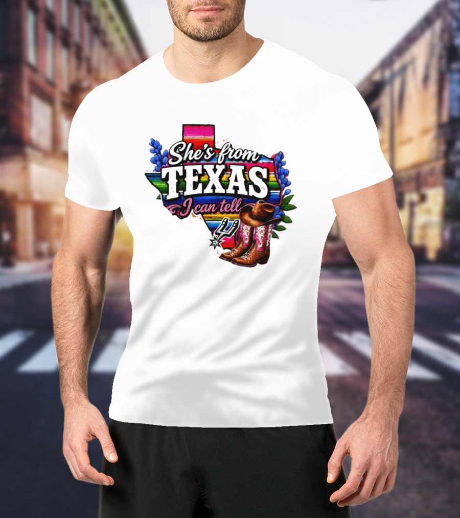 Ella Langley She's From Texas I Can Tell Cowboy Boots And Colorful Map T-Shirt