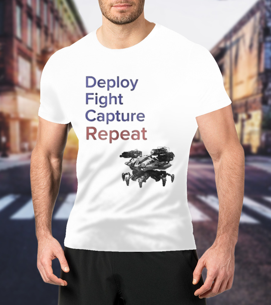 War Robots Deploy Fight Capture Repeat Strategy Gameplay T-Shirt
