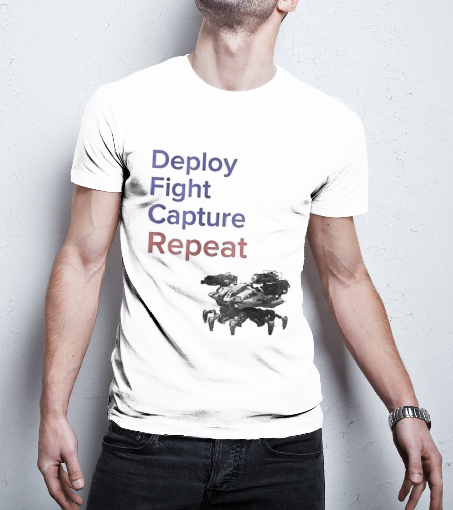 War Robots Deploy Fight Capture Repeat Strategy Gameplay T-Shirt