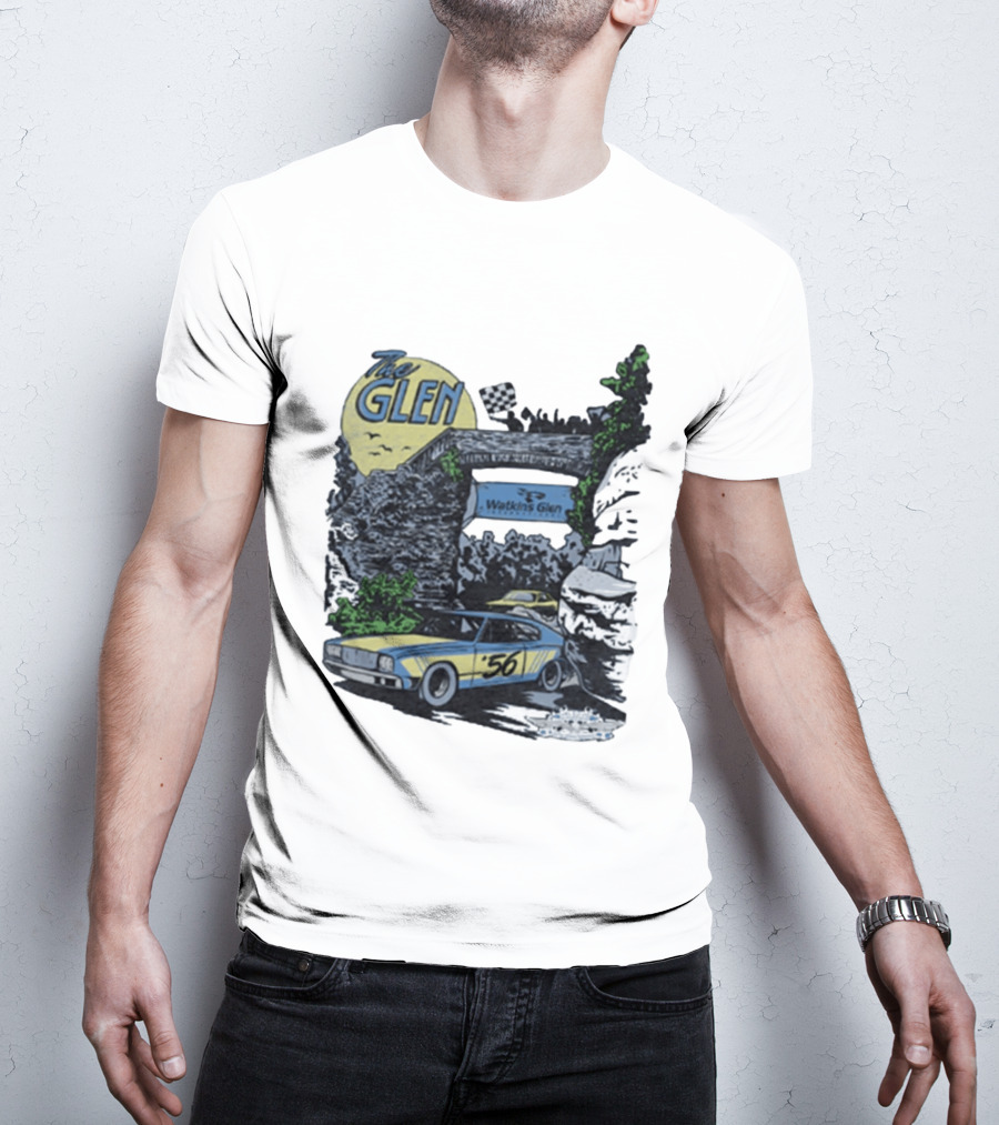The Glen Watkins Glen International Checkered Flag Racecar 56 Archway Scenic T-Shirt